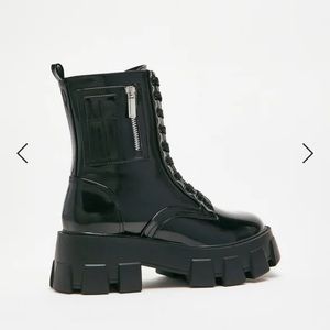 Black combat fashion boots